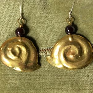 Brass Snail & Garnet Earrings - Rose Mendez