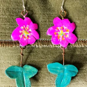 Magenta Painted Copper Earrings - Rose Mendez
