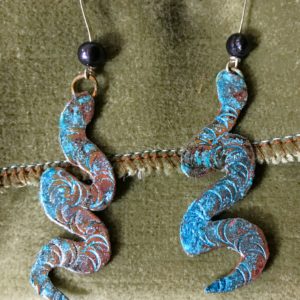 Black Pearl and Snake Earrings - Rose Mendez