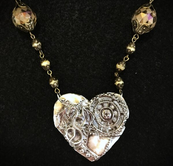 Steampunk Dragonheart Necklace - Michelle Arsenault