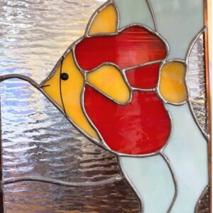 'Fish with Coral' Stained Glass Window Art - Leon Adler