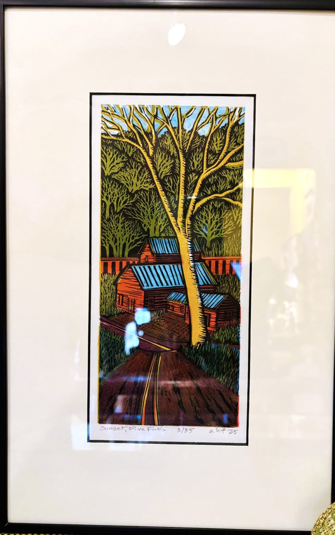 'Sunset, Five Forks' Linocut Print- Anne Finucane