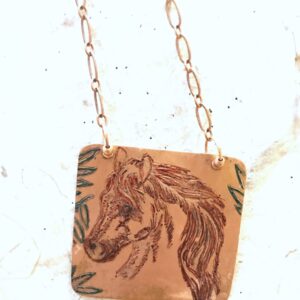 Etched Copper Horse Necklace - Barbara Scheele