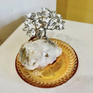 Howlite Tree on Quartz with Carnival Glass - Krista Vega