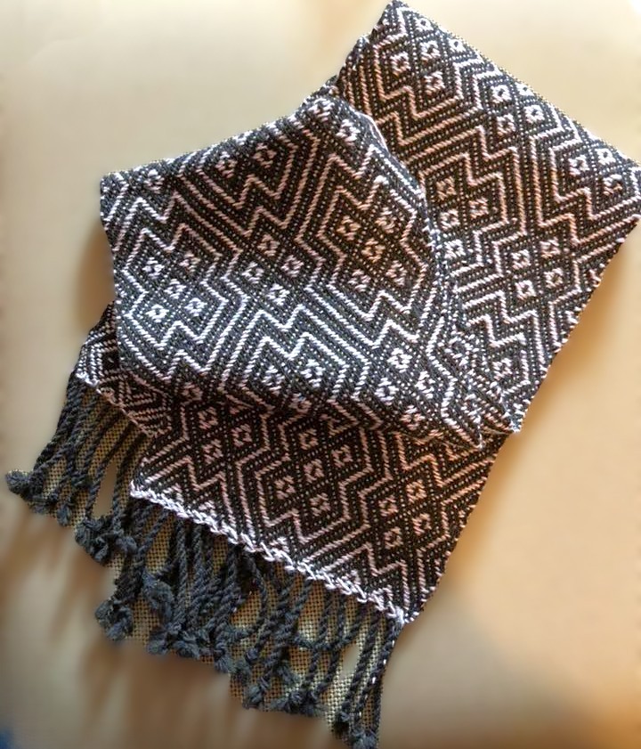 Dark Green & White Diamond Twill Scarf - Gail Rudisill