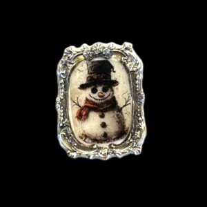 'Prim Mr. Snowman' Tiny Art - Michelle Arsenault