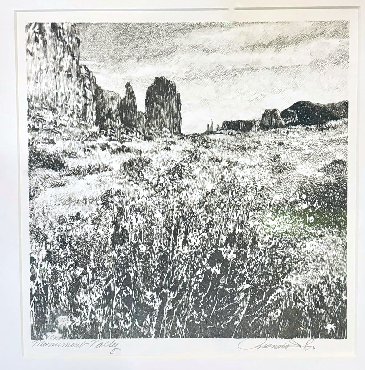 'Monument Valley' Framed Original Graphite Drawing- Rhonda Smith
