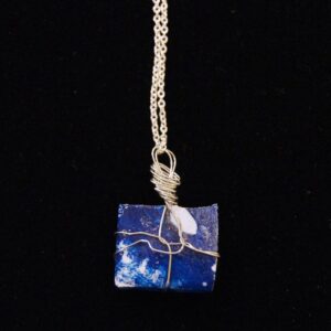 Water-Marbled Tile Pendant Necklace - Stacy Bowles
