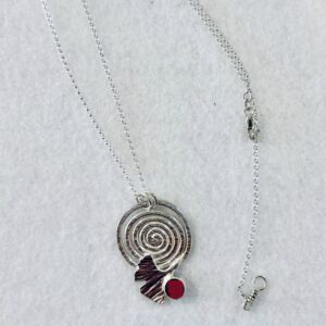 Garnet Falling Ginko Leaf Necklace - Beth Carey